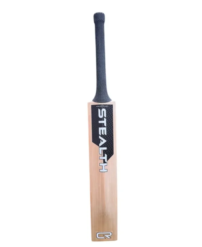 CR Stealth Edition cricket bat front face showing the full blade, Stealth branding, and textured handle grip
