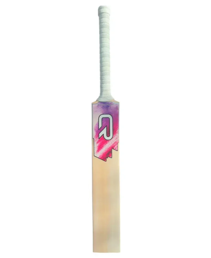CR Sports Adult Cricket Bat with Premium English Willow, Vibrant Pink & Purple Splash Design, White Grip Handle