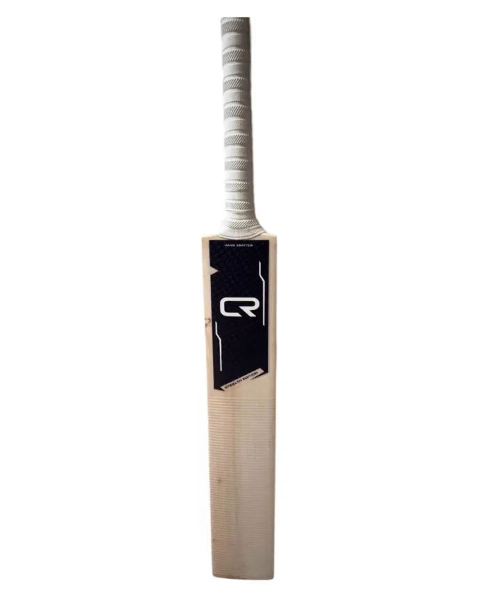 CR Stealth Edition junior cricket bat in english willow with black Stealth graphics and white grip.