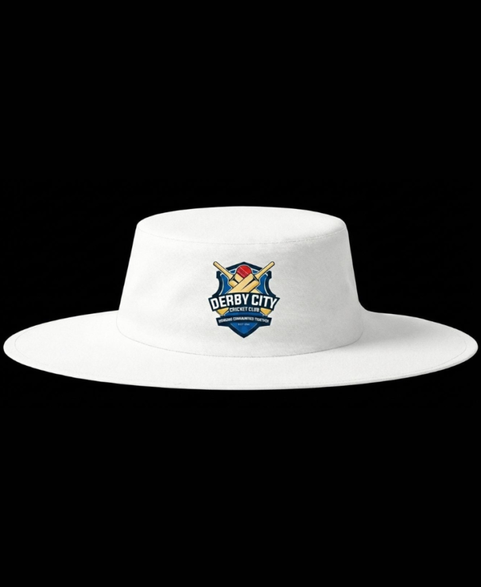 Men’s Cricket Match Hat – Wide Brim White Cricket Sun Cap